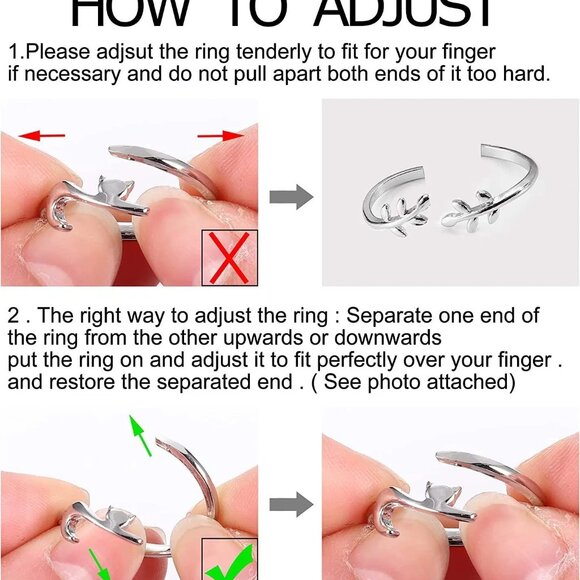 Silver Romantic Hand Heart Palm Gesture Open Adjustable Fashion Ring NWOT - Picture 5 of 8